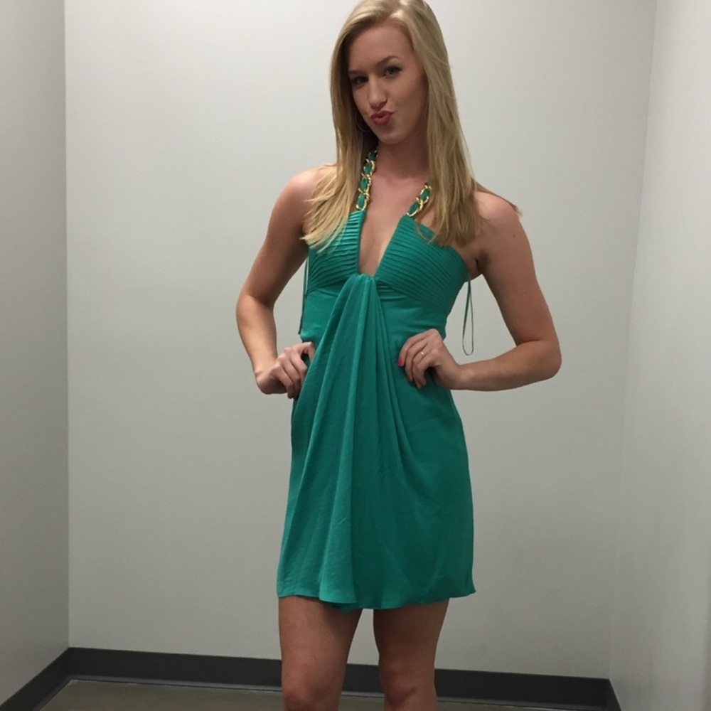 BCBG Deep V Halter Dress